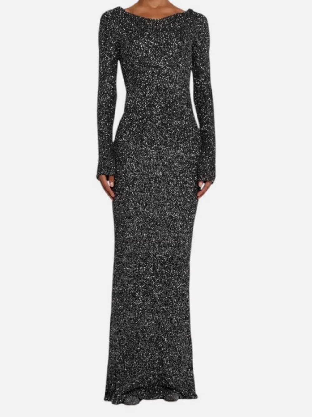 Stella McCartney Women's Black Paillette Knit Off-The-Shoulder Dress Size XS